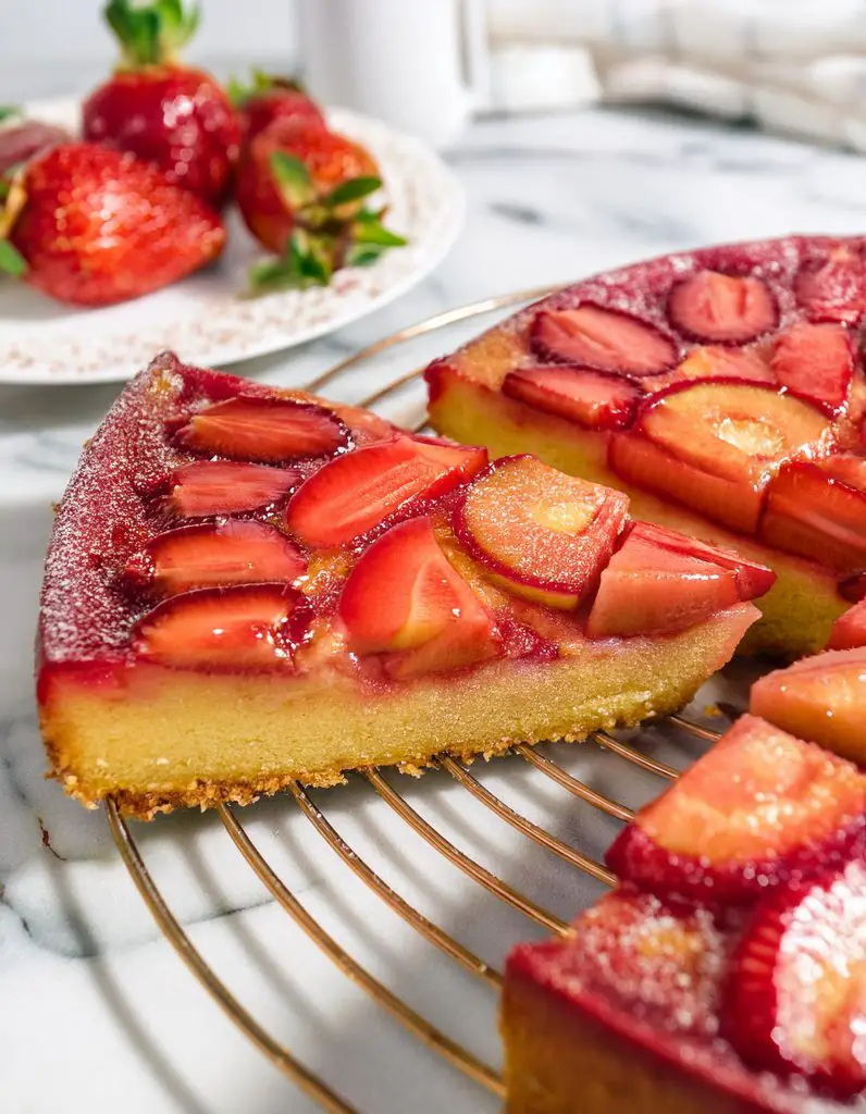 Strawberry Rhubarb Upside Down Cake