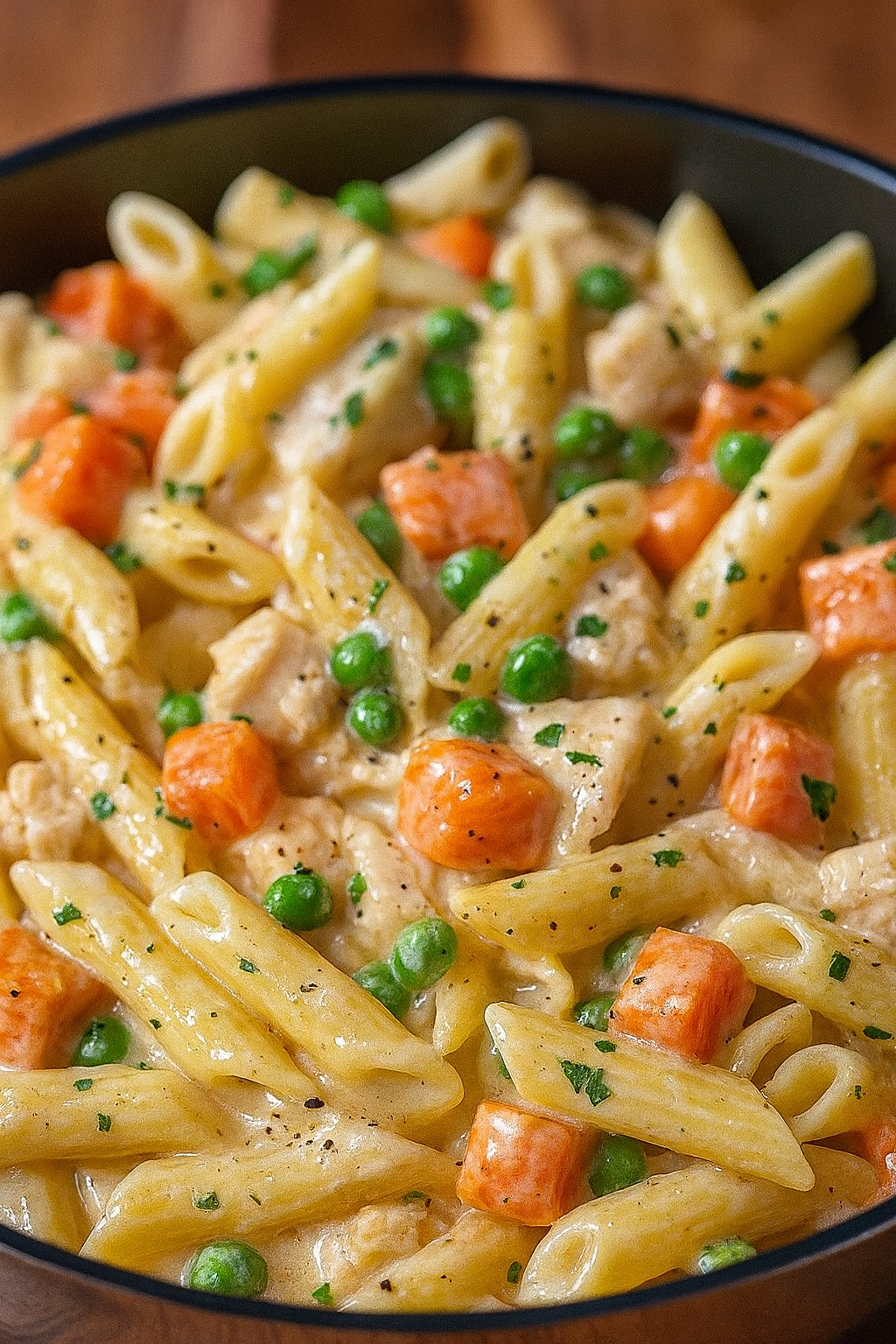 Creamy Chicken Pot Pie Pasta Skillet